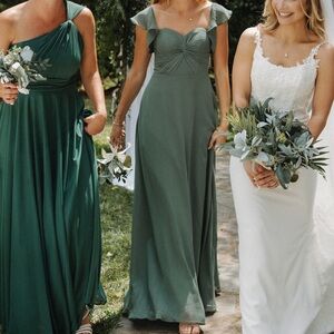 Azazie Sage Green Flutter-Sleeve Maxi Dress